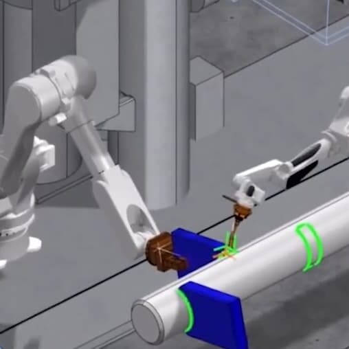 synchronisation of handling and welding robots with 3D simulation