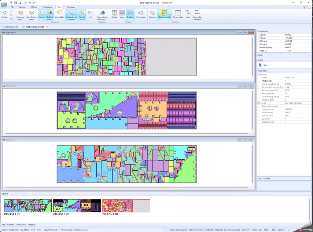 Almacam Cut nesting software for 2D parts